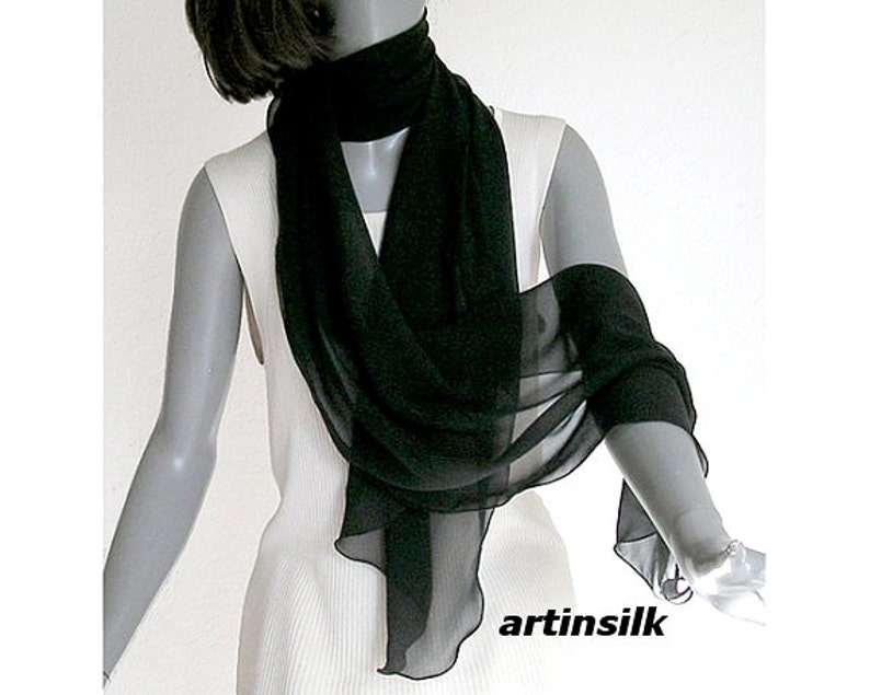black chiffon scarf wrap