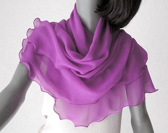 Pink Silk Shawl, Magenta Wrap Scarf, Fuchsia Silk Wrap, One of a Kind Hand Dyed, Petite S M, Artinsilk