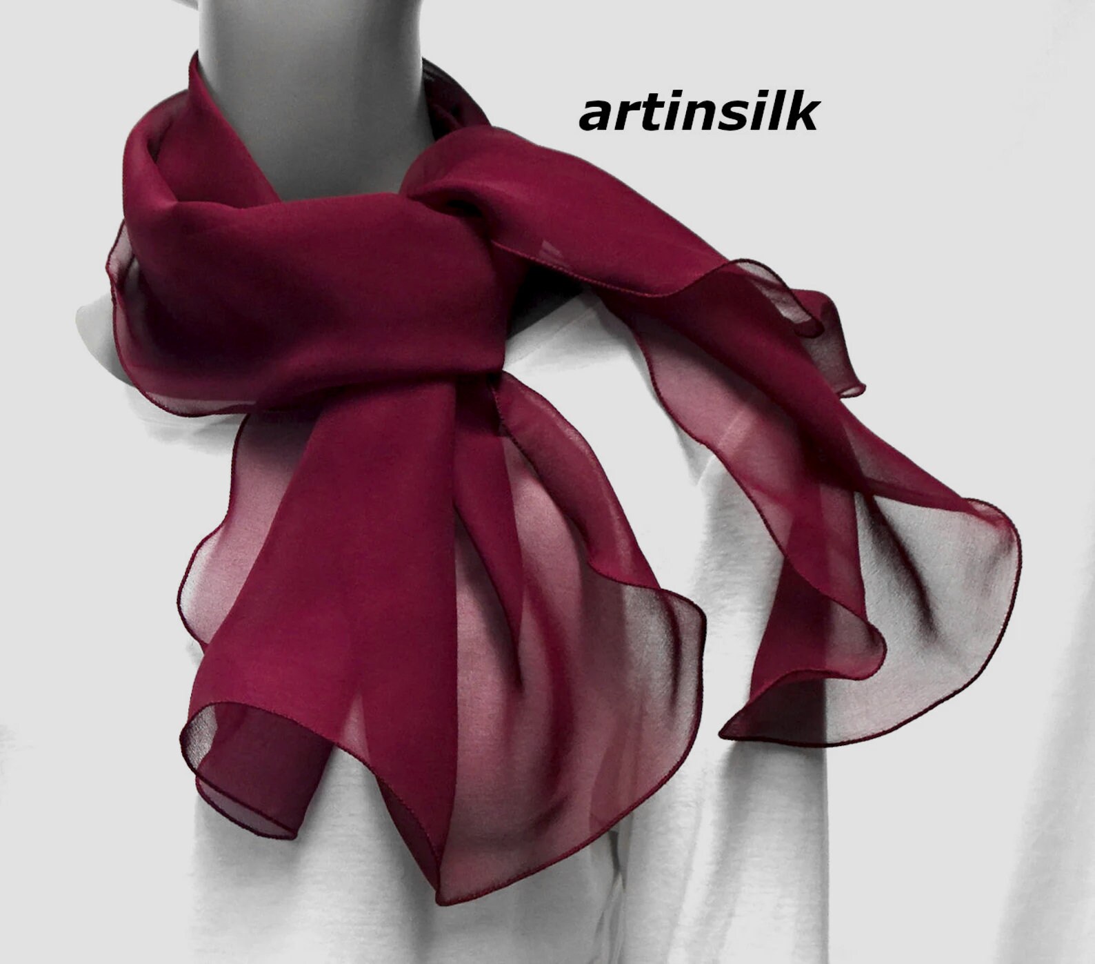 Burgundy hotsell chiffon scarf