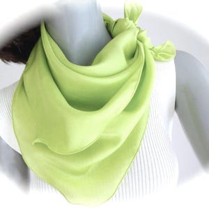 Small Habotai Scarf Pure SilkChartreuse Lime Small, Hand Hemmed  or machine wavy edge, 22&quot; x 22&quot;.