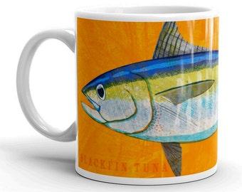 Outdoor Gift, Coffee Gift, Fish Coffee Cup, Husband Gift, Fish Mug, Blackfin Tuna Mug, Fishing Gift, for Fisherman Gift, Fish Gift for Him