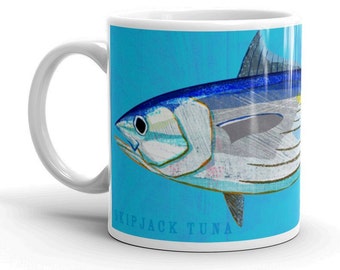 Outdoor Gift- Coffee Gift- Fish Coffee Cup- Husband Gift- Fish Mug- Skipjack Tuna Mug- Fishing Gift- for Fisherman Gift- Fish Gift for Him