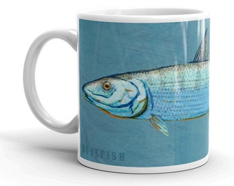 Outdoor Gift, Coffee Gift, Fish Coffee Mug, Husband Gift, Fish Mug, Bonefish Mug, Fishing Gift, for Fisherman Gift, Fish Gift for Him
