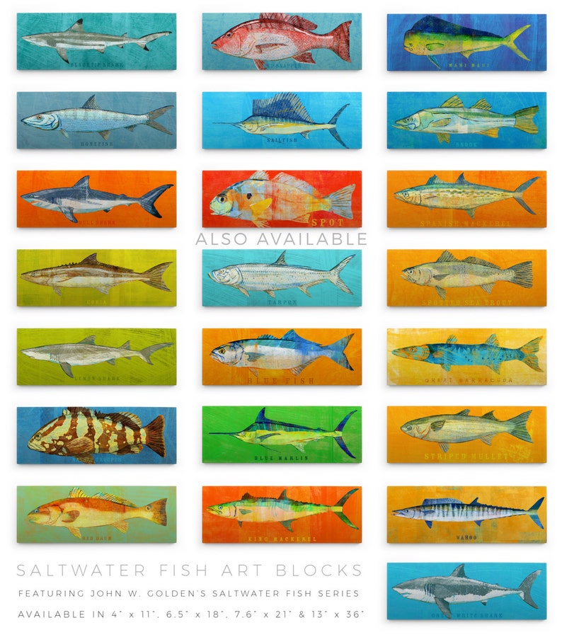 Fishing Gifts for Husband Fish Wall Art Shark Wall Decor Blacktip Shark Art Block Coastal Decor