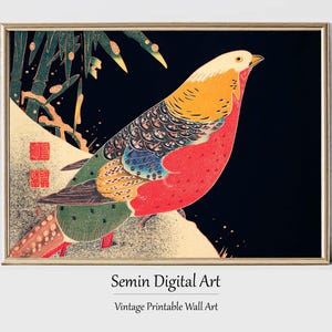 Ito Jakuchu Golden Pheasant Print: Vintage Japanese Art (Digital Download)
