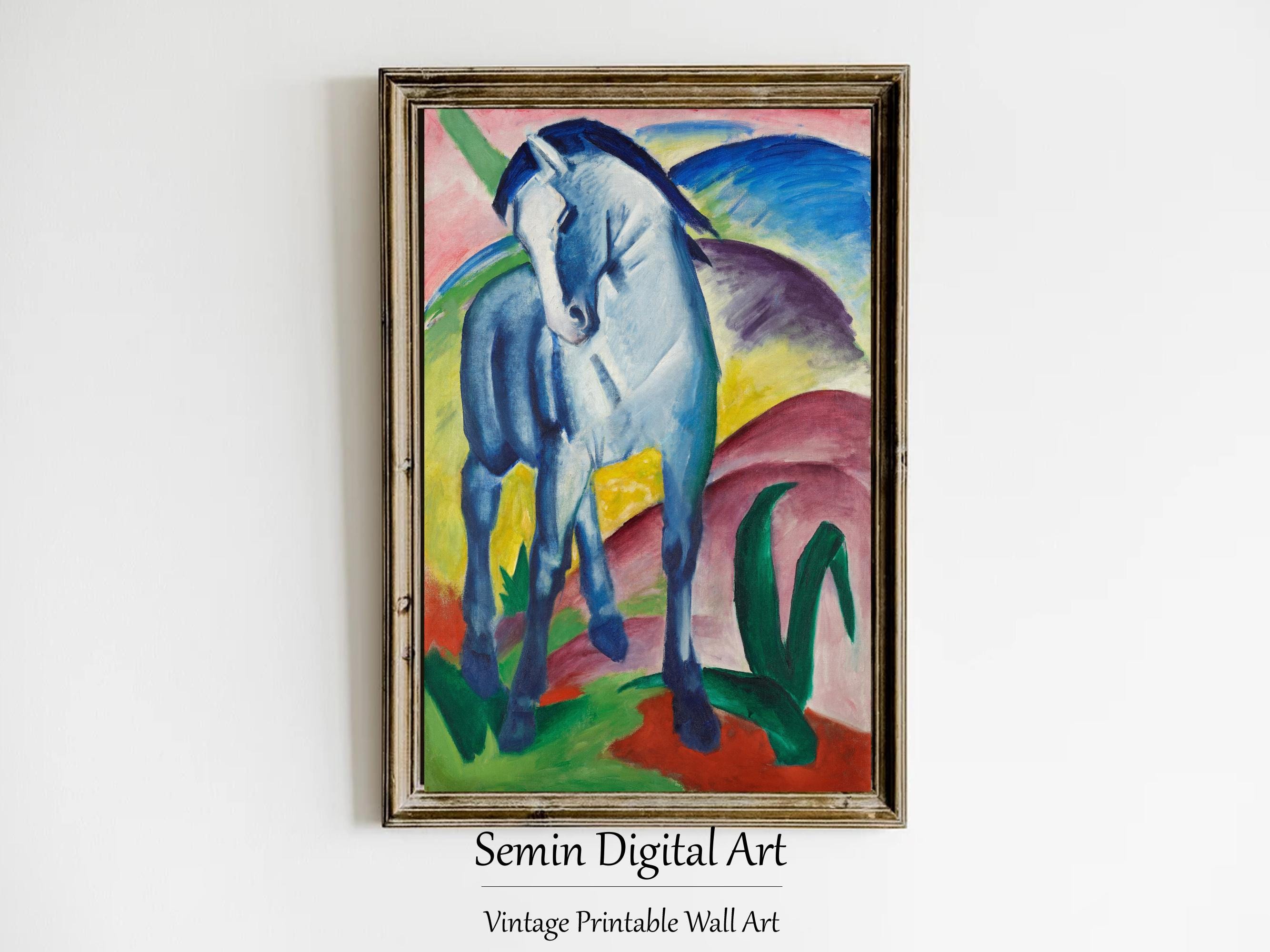 フランツ・マルク「青い馬の版画：抽象表現主義アート」（即時