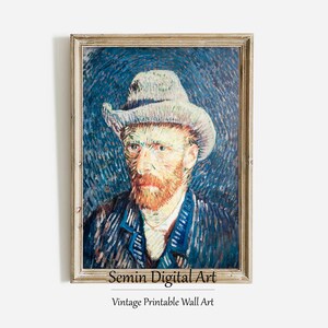Vincent van Gogh Self-Portrait with Grey Felt Hat Digital Download, Impressionist Portrait Art, Vintage Wall Decor, Printable Van Gogh Print