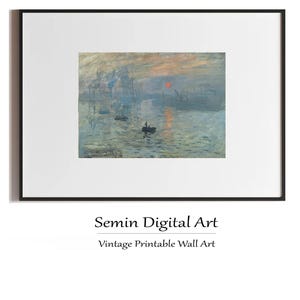 sunrise impression, anna printables co, antique oil painting, claude monet art, gallery wall artwork, vintage aesthetic, colorful art print, digital prints, fine art print, impressionist art, instant download, printable wall art, river landscape
