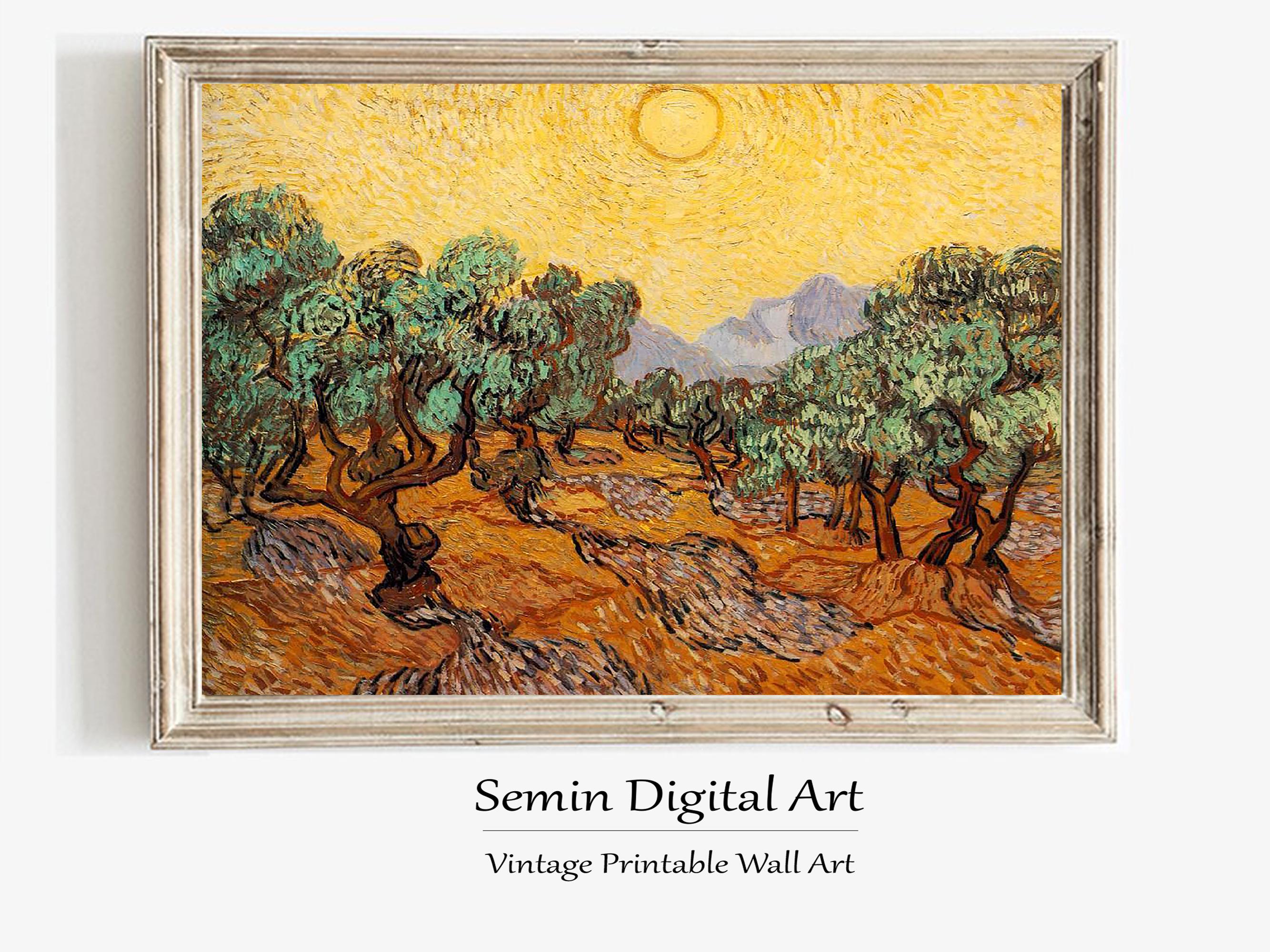 ゴッホのオリーブの木のプリント：ヴィンテージ風景画ウォールアート