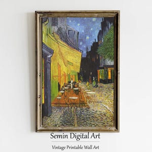 Vincent van Gogh Café Terrasse bei Nacht Digitaler Download, Französische Stadt Druck, impressionistische Wandkunst, Stadtbild druckbar, berühmte Kunstplakat