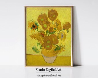 Van Gogh Sonnenblumen Print: Impressionistische gelbe Blumenkunst (Digitaler Download)