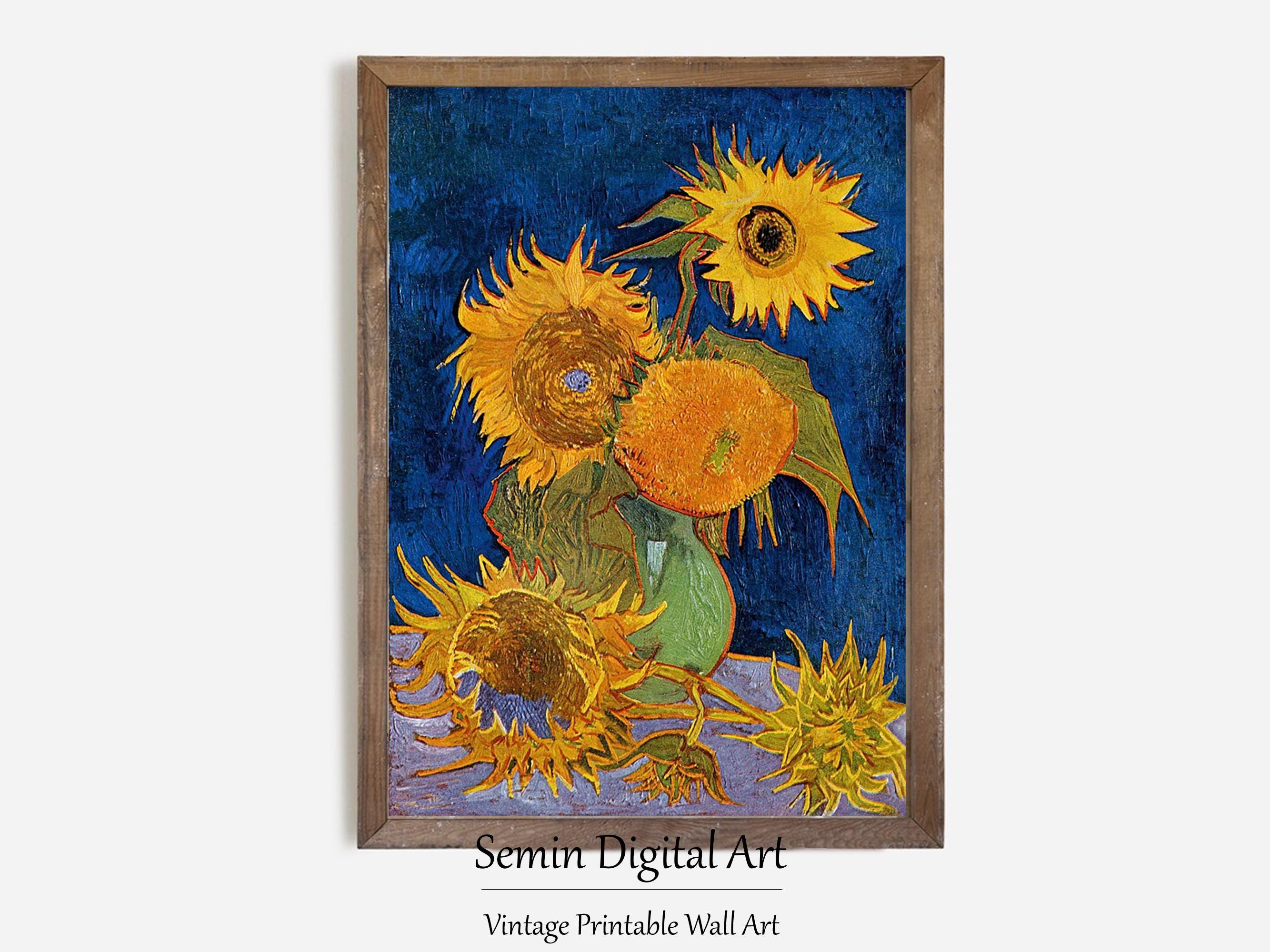 Vincent Van Gogh Six Sunflowers DIGITAL DOWNLOAD, Printable Wall