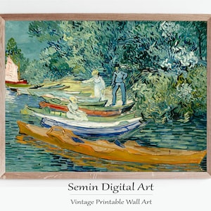 Vincent van Gogh Bank of the Oise at Auvers Digital Download, Rustic Farm House, French City Print, Famous Art Print, Landscape Print, Gift