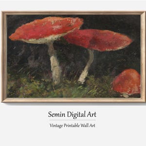 Mushroom Print: Dark Vintage Cottagecore Wall Art (Digital Download)
