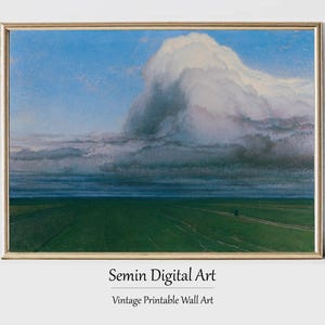 Vintage Cloud Study Painting: Moody Landscape Art Print (Digital Download)