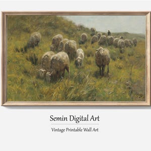 Antique Sheep Painting: English Farmhouse Cottagecore Print (Digital Download)