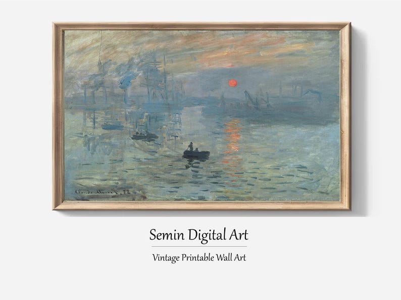 Impression Sunrise Painting, Claude Monet, Printable Wall Art Decor, Famous Landscape Print, Exhibition Classic Fine Art, Instant Download
