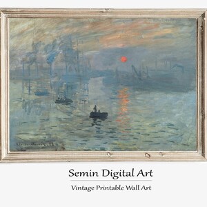 Claude Monet Impression Sunrise Painting DIGITAL DOWNLOAD | Antique River Landscape Printable Wall Art | Impressionist Wall Decor Art Print