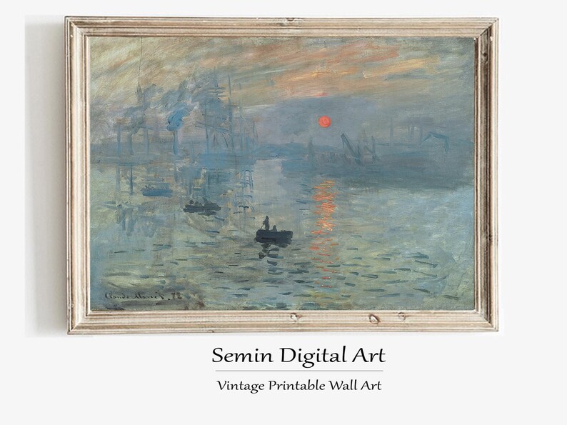 Claude Monet Impression Sunrise Painting DIGITAL DOWNLOAD | Antique River Landscape Printable Wall Art | Impressionist Wall Decor Art Print