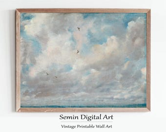 Vintage Cloud Study Print: Light Academia Nursery Art (Digital Download)