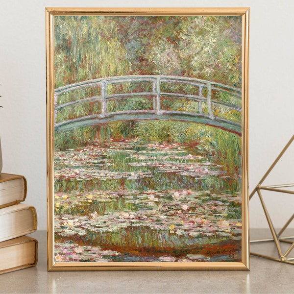 Claude Monet Painting, Printable Wall Art, Bridge Over a Pond of Water Lilies Print, Floral Poster, Classic Fine Art Decor, Instant Download