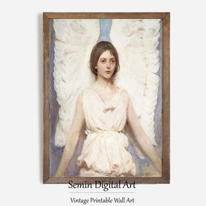 Abbott Thayer Angel Print, Vintage Victorian Painting Digital Download, Vintage Woman Portrait Print, Angel Painting, Instant Download