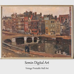 Rustic European Village Vintage Landscape Print (Digital Download)