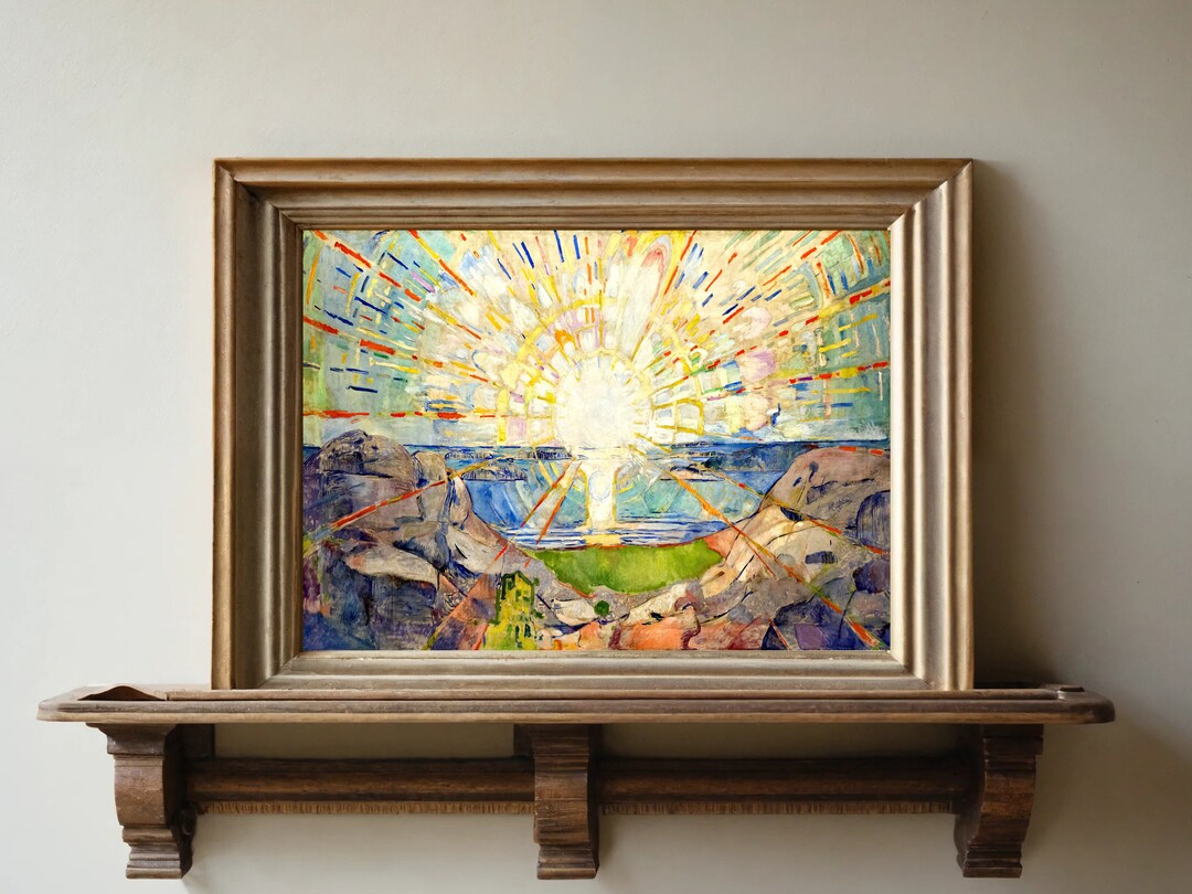 The Sun Painting by Edvard Munch, Abstract Expressionist Coastal Print, Abstract Sun Art ...
