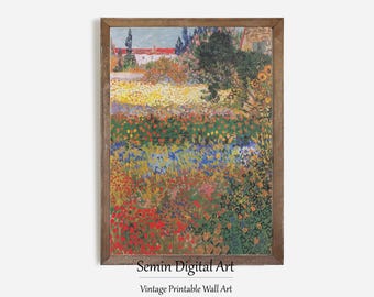 Van Gogh Flowering Garden in Arles Print: Impressionist Floral Landscape (Digital Download)