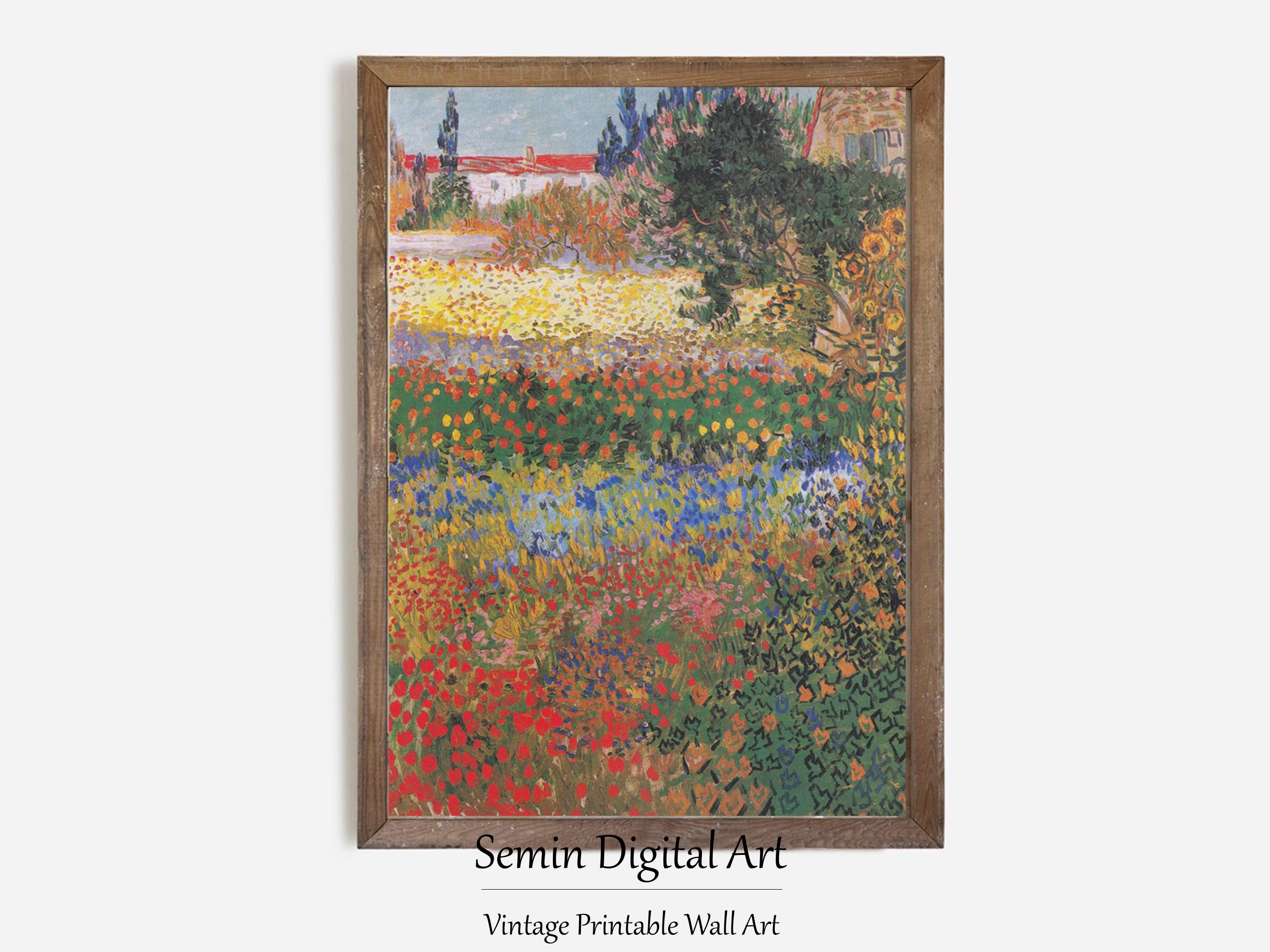 ゴッホ「アルルの花咲く庭」版画：印象派の花風景画（デジタル
