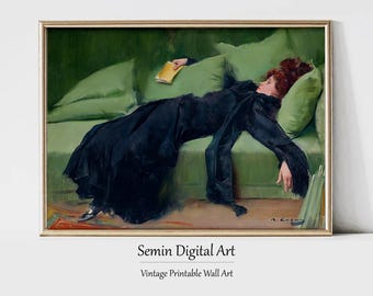 Impresión artística de Ramon Casas: Retrato de una joven decadente (descarga digital)