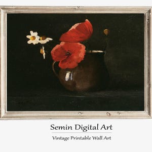 Odilon Redon Floral Art Print: Vintage Poppies and Daisies (Digital Download)