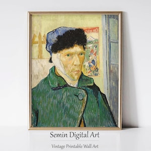 耳に包帯を巻いたゴッホの自画像：ヴィンテージ印象派アート（デジタルダウンロード）
