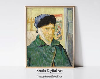 ゴッホ作「最後の自画像」ダウンロード、ヴィンテージフランス印象派