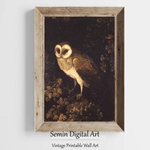 Vintage Owl Painting: Dark Academia Wall Art (Digital Download)