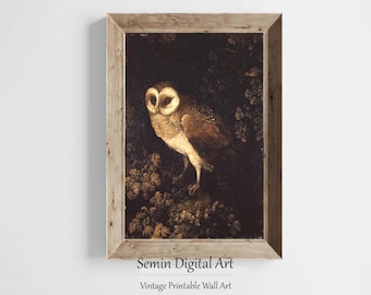 Vintage Owl Painting: Dark Academia Wall Art (Digital Download)