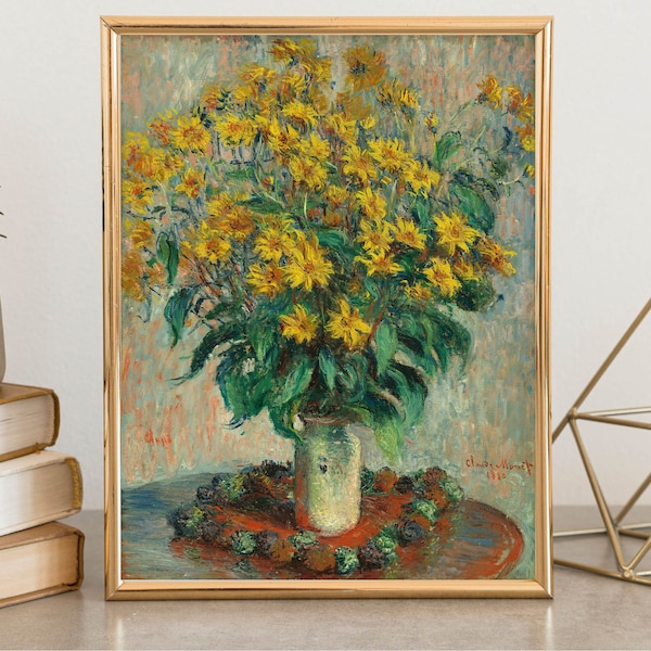 Claude Monet Jerusalem Artichoke Flowers | Impressionist Floral Painting Print | Flower Art Print | Printable Wall Art | Digital Download