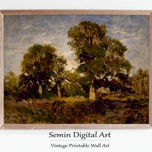 Dark Forest Landscape Art Print: Vintage French Country Wall Decor (Digital Download