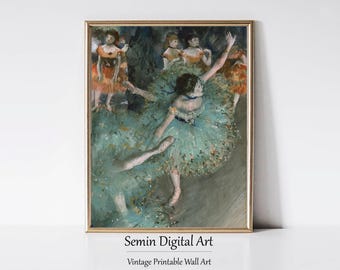エドガー・ドガ「緑の踊り子」版画：印象派バレリーナアート（デジタル