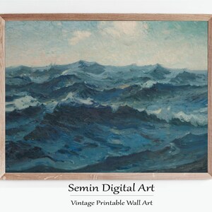 Antique Seascape Painting: Vintage Ocean Waves Nautical Print (Digital Download)