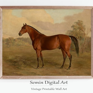 Antique Horse Painting: Vintage Equestrian Art Print (Digital Download)