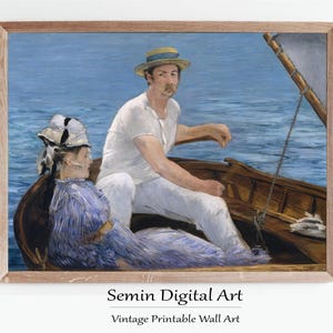 Instant Download Seascape Painting, Edouard Manet Boating Art,Impressionist Sailboat Print, Vintage Seascape, Coastal Home Art