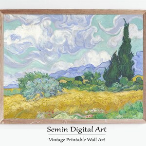 Van Gogh Wheat Field with Cypress Painting: Vintage Landscape Print (Digital Download)