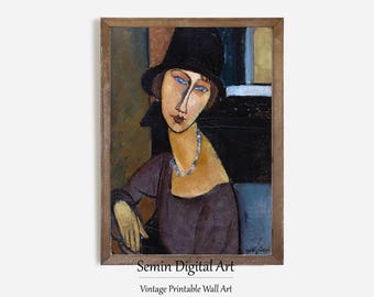 Modigliani Woman Portrait Print: Vintage Art Deco Digital Download