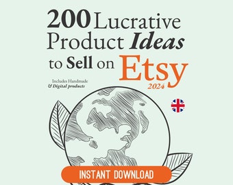 200 Ideas de productos para vender en Etsy Guia Como vender en Etsy Alta demanda Ingresos Pasivos producto digital help selling book