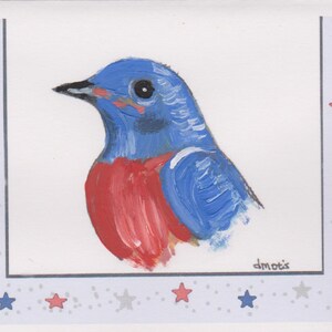 Hand Painted Blue Bird Blank Greeting Cards