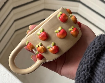 Handmade Crab Apple Mug | 200ml Autumn Ceramic Cup