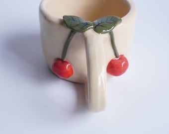 Handmade Ceramic Cherry Mug | 200ml Fruit Pottery Cup
