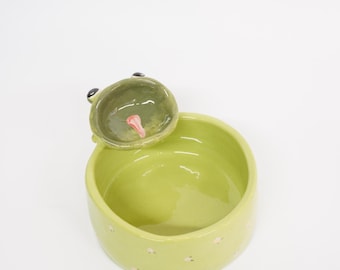 Handmade Ceramic Frog Dumpling Plate with Sauce Holder – Snack Serving Dish