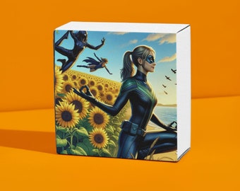 Heroines in Bloom: Sunflower Vigilantes - High-Res Female Superhero Art in PNG, SVG, JPG